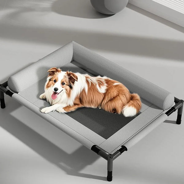 Elevated Dog Bed Cot – Folding Raised Pet Cot with Breathable Mesh, Cooling Summer Dog & Cat Bed with Washable Cover & Iron Frame | Pawsquare