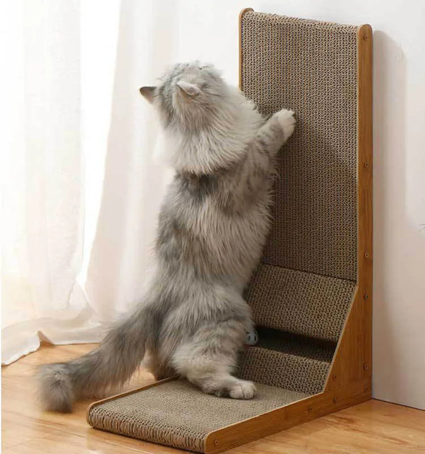Cat Scratching Post & Wall Scratcher – Wood Sisal Cat Scratcher Pad, L-Shape Wall-Mounted Scratching Board for Cats & Kittens | Pawsquare