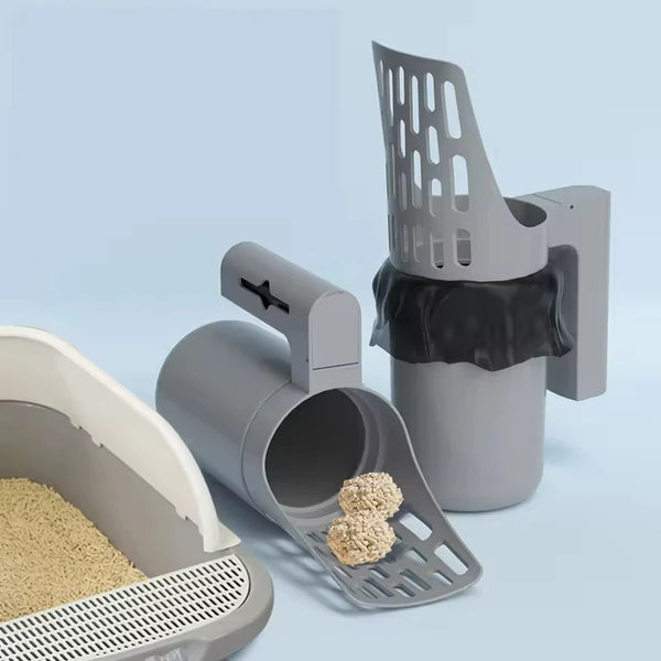Cat Litter Scoop with Holder – Detachable Large-Capacity Litter Sifter Scooper & Caddy with Bags, Cat Litter Box Cleaning Tool | Pawsquare