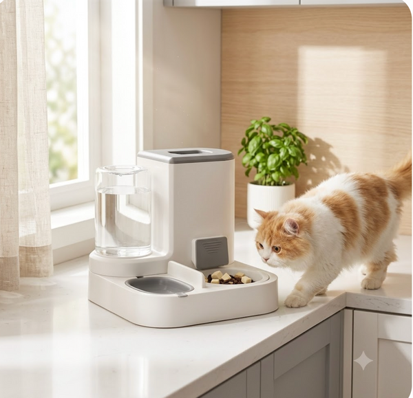 Automatic Cat Feeder & Water Dispenser – Gravity Pet Food Bowl and Water Station for Cats & Dogs, Self-Dispensing Feeder for Dry Food | Pawsquare