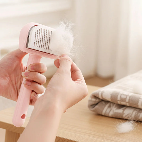 Self-Cleaning Dog Brush – 3-in-1 Deshedding Slicker Brush & Pet Hair Remover Comb for Dogs & Cats, Grooming Tool for Shedding | Pawsquare