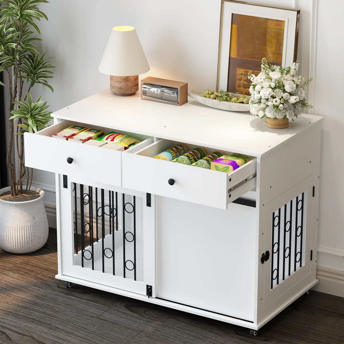 Wooden Dog Crate Furniture End Table