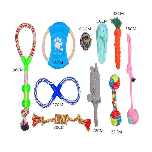 Puppy Teething Toys Set – Washable Cotton Dog Rope Toys & Chew Ball Pack, Durable Interactive Dog Toys for Small & Medium Dogs | Pawsquare