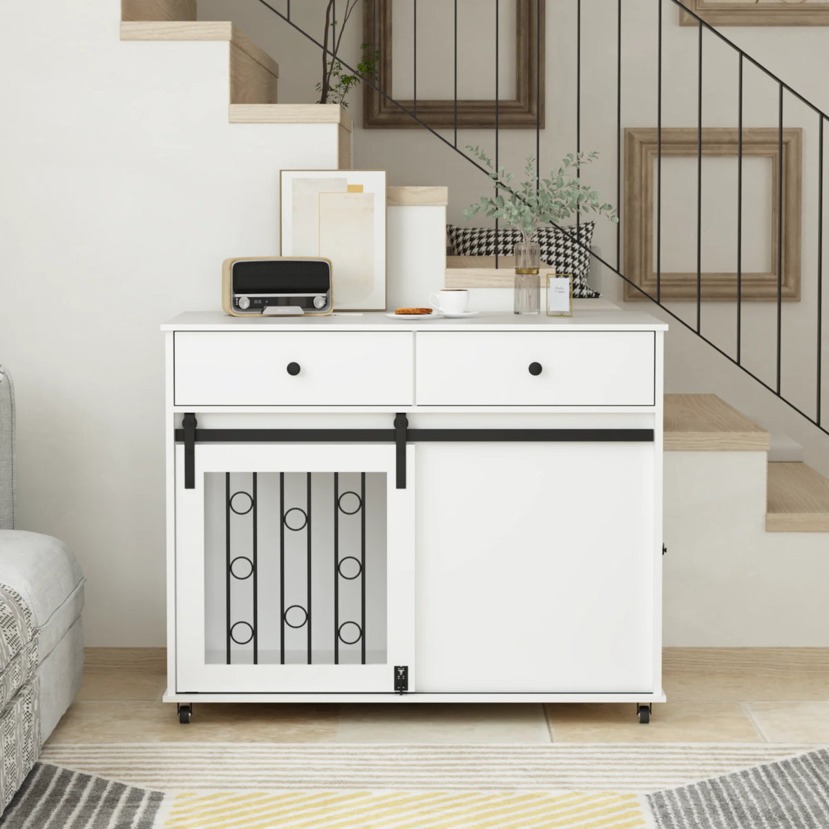 Wooden Dog Crate Furniture End Table
