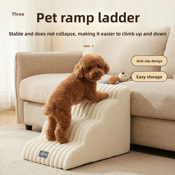 Dog Stairs for Bed & Couch – Memory Foam Pet Steps with Washable Cover, Non-Slip Dog Ramp Stairs for Small Dogs, Cats & Senior Pets | Pawsquare