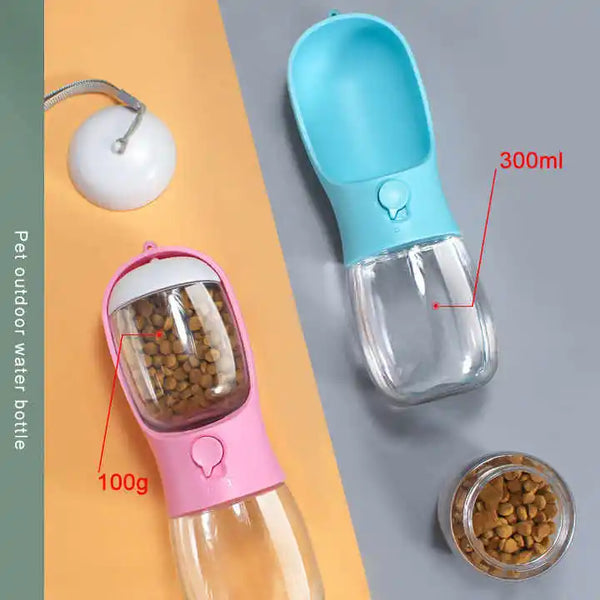 Portable Dog Water Bottle – 2-in-1 Travel Water & Food Cup for Dogs & Cats, Leak-Proof Pet Drinking Bottle Dispenser for Walks | Pawsquare