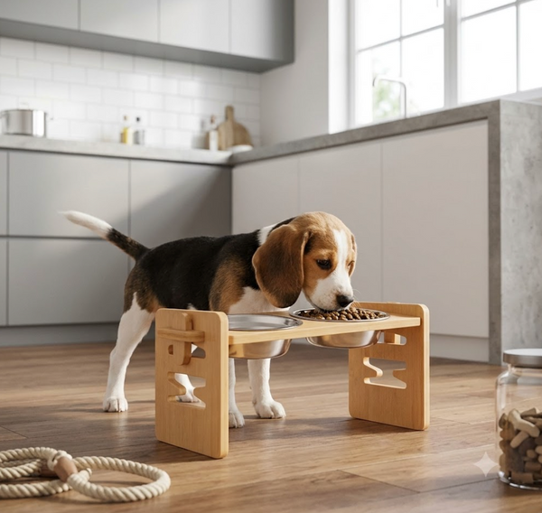 Elevated Dog Bowl Stand – Raised Pet Feeder with Stainless Steel Bowls, Non-Slip Food & Water Station for Cats & Small to Medium Dogs | Pawsquare
